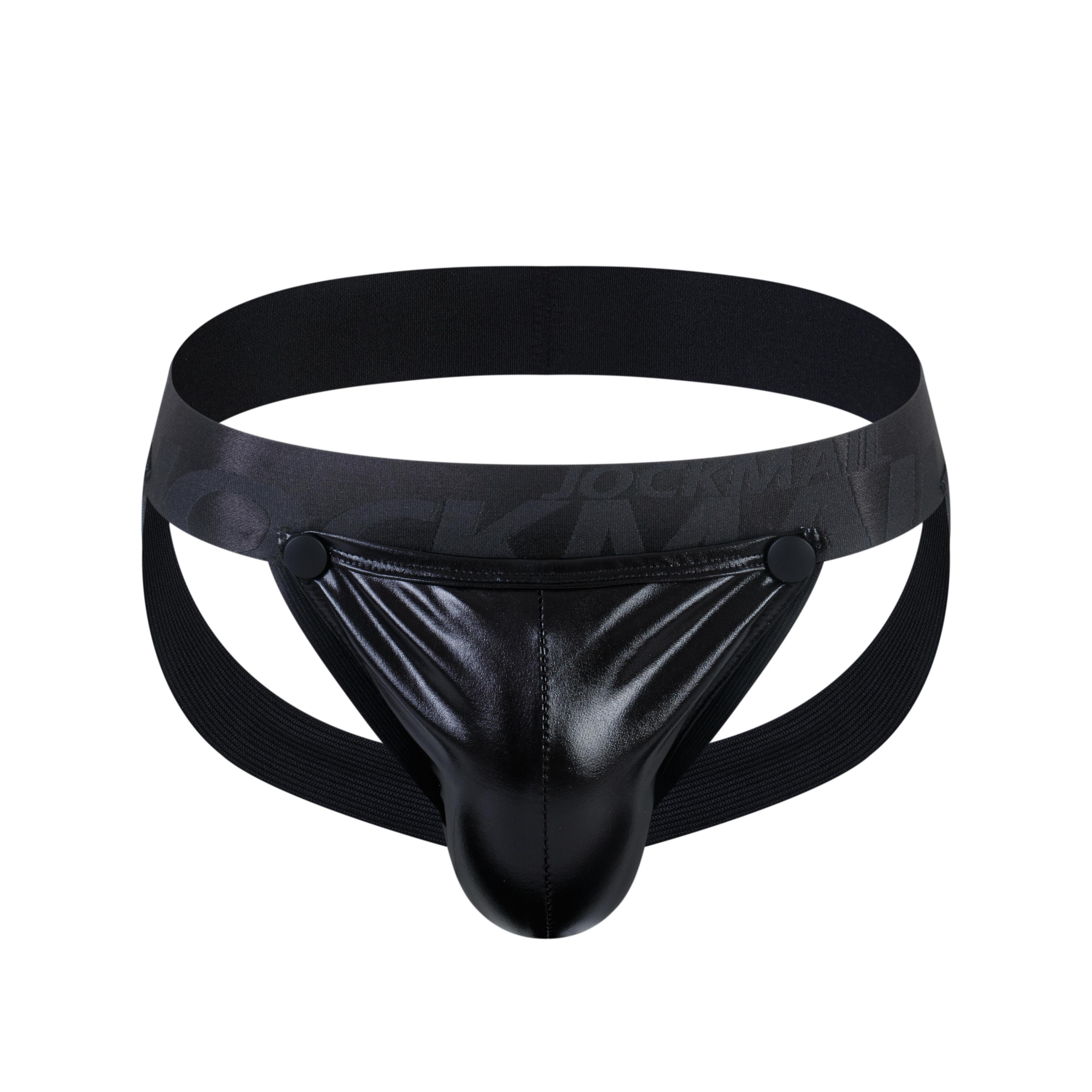 Men Leather Jockstrap Underwear Briefs Thong Adjustable Waist