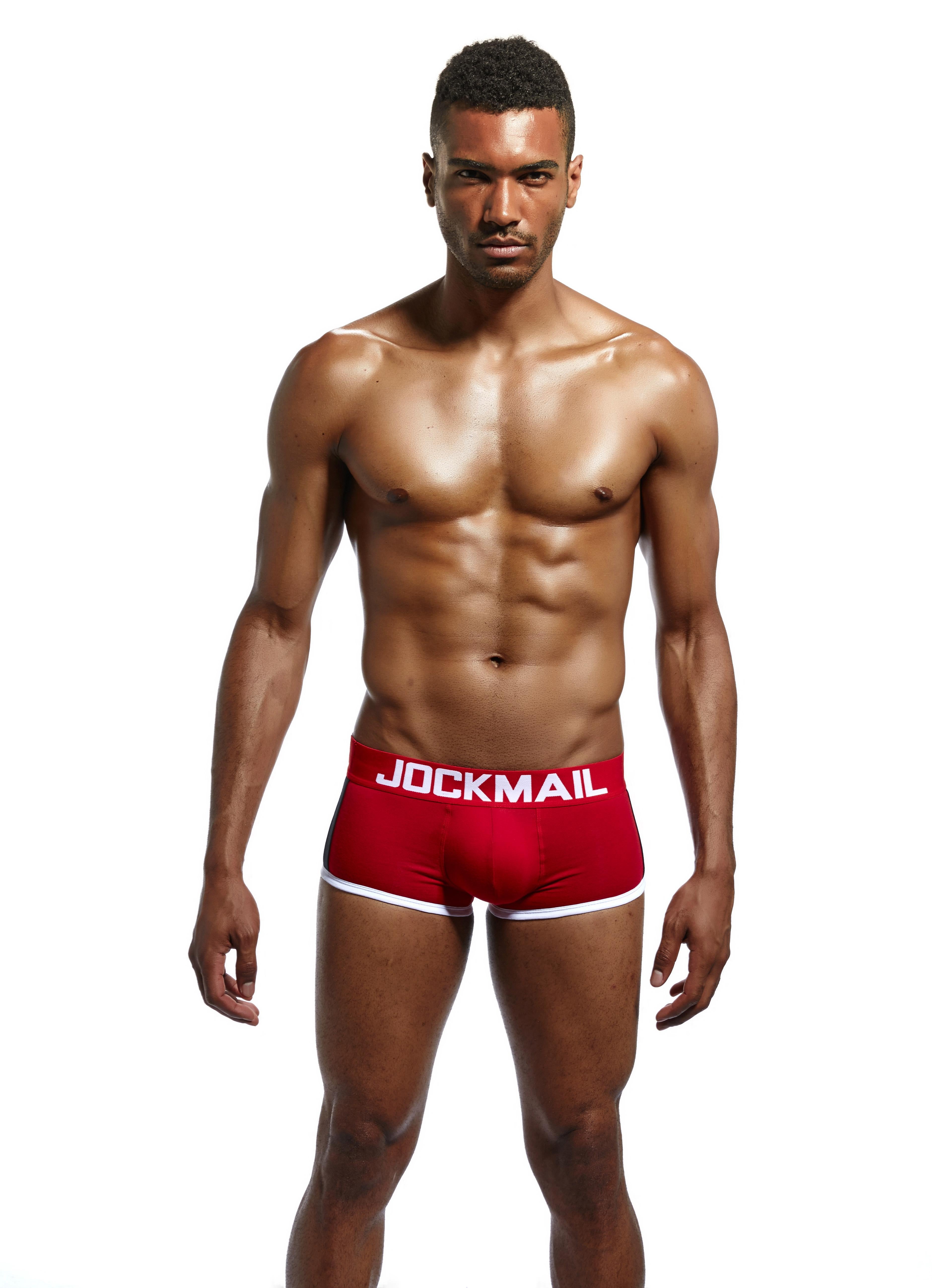 JOCKMAIL Men's Boxer Trunks Adjustable Cock Strap Bulge Pouch Cotton  Underwear